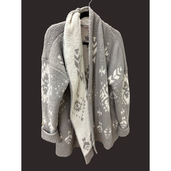 Knox Rose Womens Sherpa Cardigan Jacket XL Gray & White Aztec Pattern - Picture 1 of 7